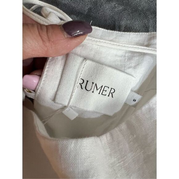 Rumer Dress Womens Small White Bronte Mini Sleeveless Ruched Cutout Lace Up NWT - Picture 6 of 12